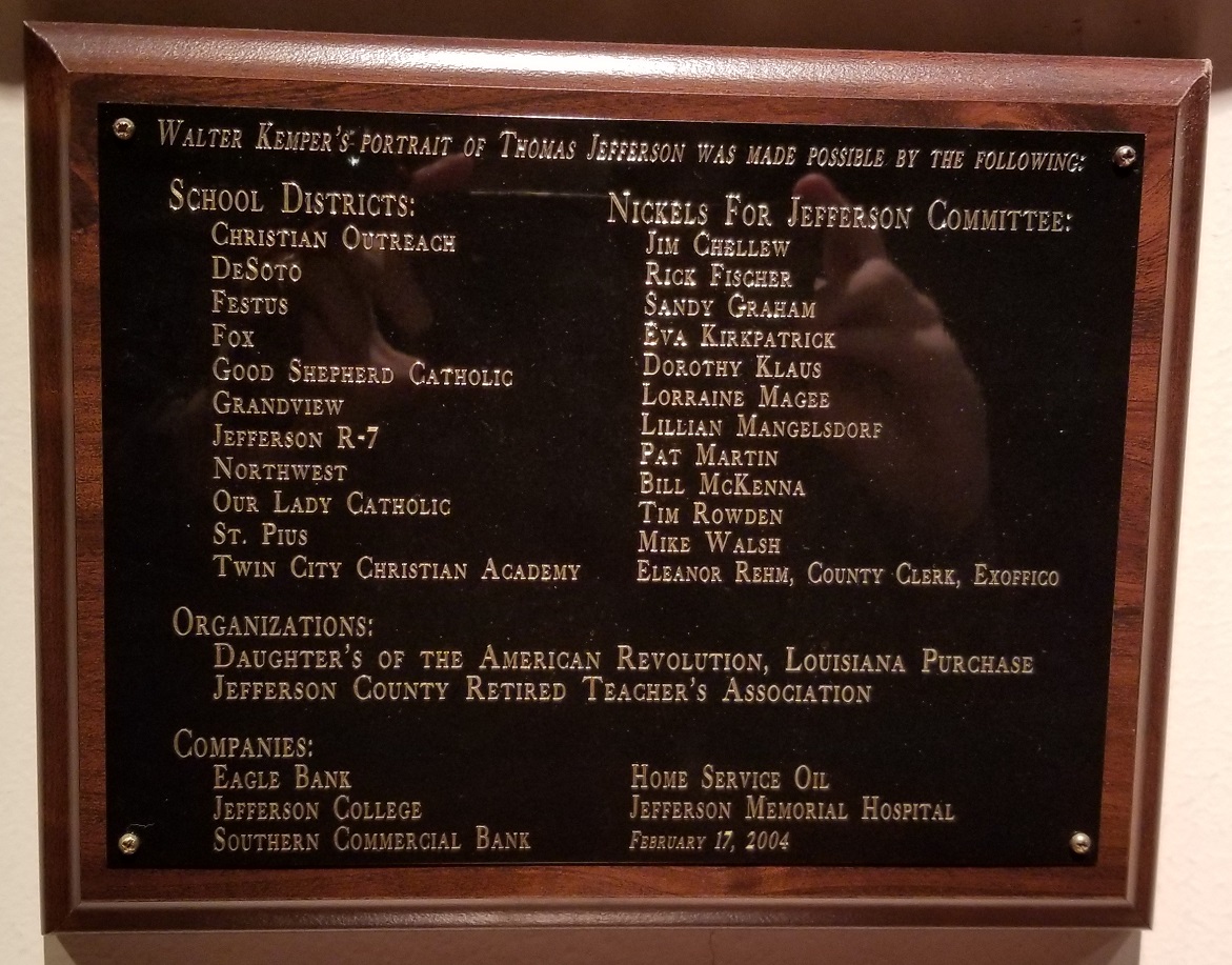 Plaque under Jefferson Portrait